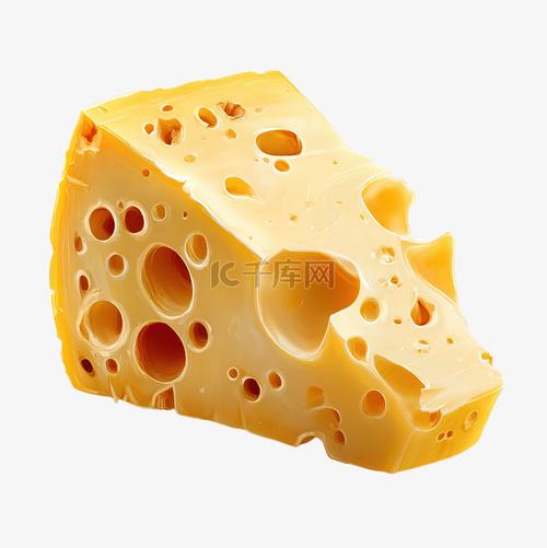 带有孔洞的奶酪的逼真图像乳制品